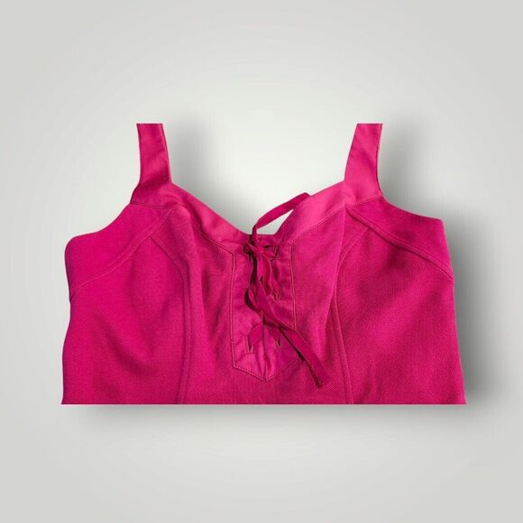 DIANE von FURSTENBERG Fuchsia Pink Dress Women's Size 8 Lace-Up Coquette - Picture 3 of 10